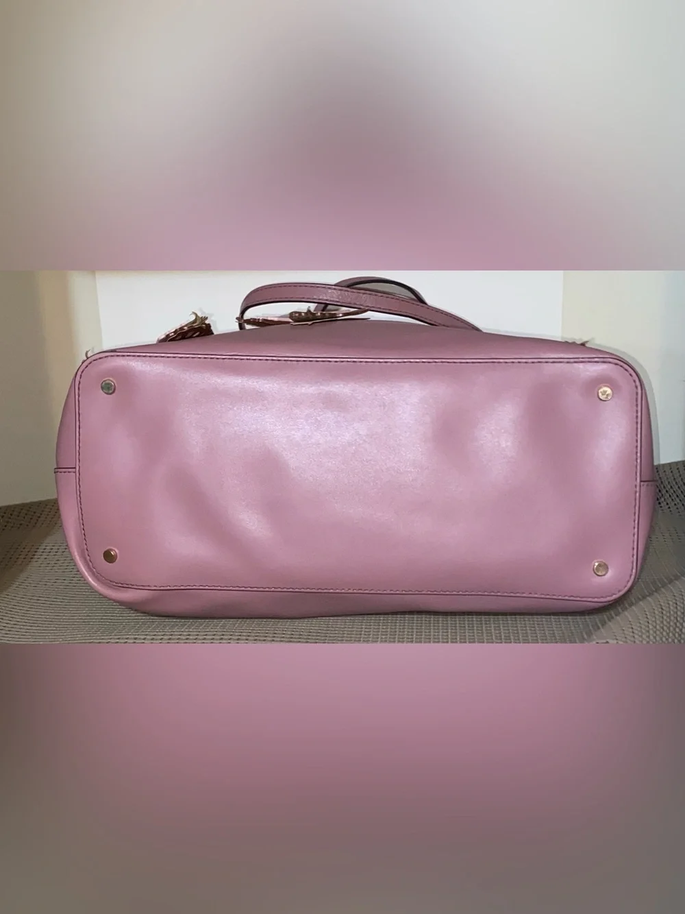 kate spade Pink Leather Butterfly Tote with Gold Accents